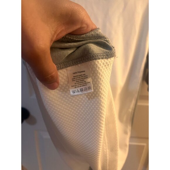 Alo Cool Fit 1/4 Zip Pullover Short Sleeve Never Quit White Grey Mens - Picture 5 of 6